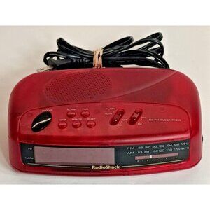 Vintage Rare Radio Shack Red translucent AM/FM LED Alarm Clock Radio